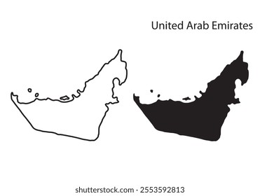 United Arab Emirates map vector illustration, UAE map vector illustration scribble sketch Republic UAE , UAE map silhouette, UAE country, Dubai map, Dubai  silhouette