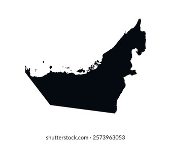 
United Arab Emirates Map vector icon. Map of United Arab Emirates Black Silhouette.