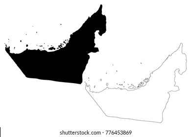 United Arab Emirates map vector illustration, scribble sketch UAE