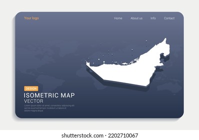 United Arab Emirates map white on blue background with isometric vector.