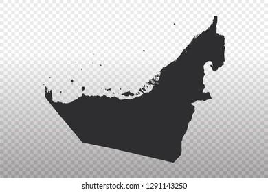 United Arab Emirates Map - World Map International vector template isolated on transparent background - Vector illustration eps 10