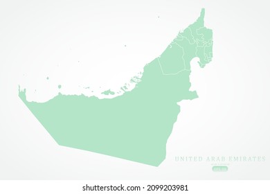 United Arab Emirates Map - World Map International vector template with High detailed including green color and white outline isolated on white background - Vector illustration eps 10