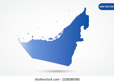 Mapa de los Emiratos Árabes Unidos - Mapa Mundial Planilla vectorial internacional con color de gradiente azul aislado en fondo blanco para diseño, educación, sitio web, infografía - Ilustración vectorial eps 10