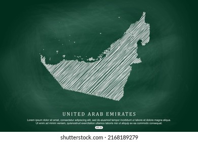 United Arab Emirates Map - World Map International vector template with white outline graphic sketch and old school style  isolated on Green Chalkboard background - Vector illustration eps 10