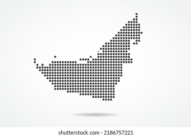 United Arab Emirates Map - World map vector template with Black pixel, grid, grunge, halftone style isolated on white background for education, infographic, design, banner - Vector illustration eps 10