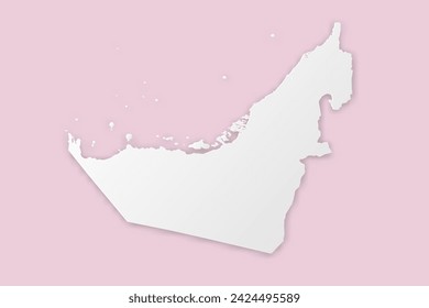 United Arab Emirates Map - World map International vector template with paper cut style including shadow and white color on pink background for design, education, website - Vector illustration eps 10 