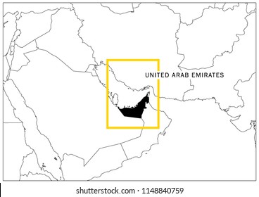 United Arab Emirates map yellow frame geography national 