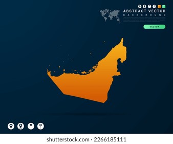 United Arab Emirates map of Yellow and orange gradient on dark background vector.