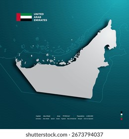 Emirados Árabes Unidos mapas e bandeira com design criativo