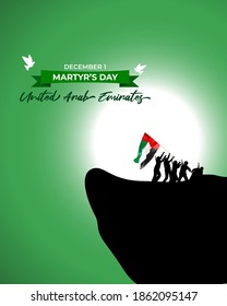 United Arab Emirate's Martyr's Day, vector illustration, 1 December, with flag on patriotic background 