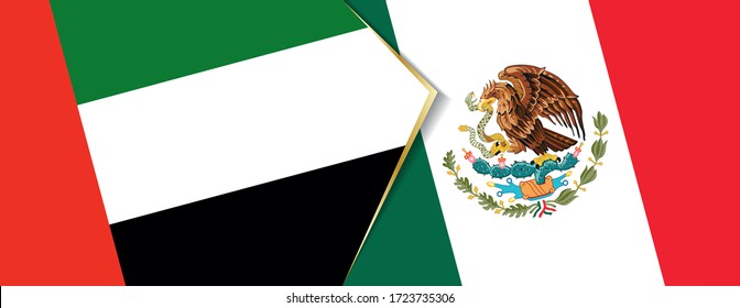 Los Emiratos Árabes Unidos y México banderas, dos vectores símbolo de relación o confrontación.