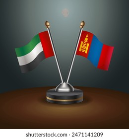 United Arab Emirates and Mongolia table flags relation with gradient backgrund