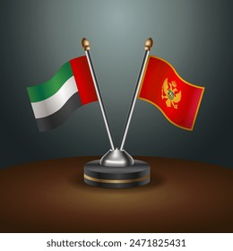 United Arab Emirates and Montenegro table flags relation with gradient backgrund