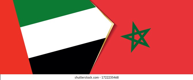 Banderas de los Emiratos Árabes Unidos y Marruecos, dos banderas vectoriales símbolo de relación o enfrentamiento.