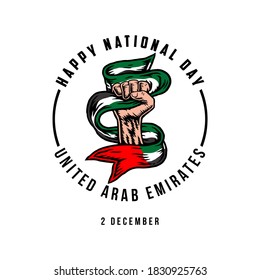 United Arab Emirates National Day, Spirit of freedom symbol, hand drawn line style with digital color, vector illustration