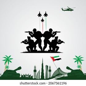 Día nacional de los Emiratos Árabes Unidos.  Día Nacional de los EAU Espíritu de la unión Emiratos Árabes Unidos. Concepto del Día de la Defensa. ilustración vectorial.