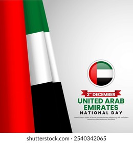 United Arab Emirates National Day Square Banner Background Design With Waving Flag Illustration