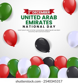 United Arab Emirates National Day  Square Banner Background balloons national colors illustration
