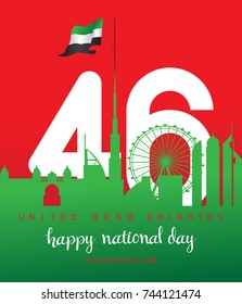 United Arab Emirates National day, Illustration, 46th anniversary, UAE, Vector.