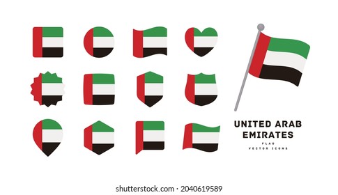 United Arab Emirates national flag icon set vector illustration