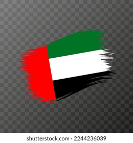 United Arab Emirates national flag. Grunge brush stroke. Vector illustration on transparent background.