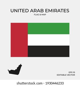 United arab Emirates national map and flag