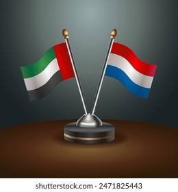 United Arab Emirates and Netherlands table flags relation with gradient backgrund