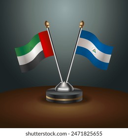 United Arab Emirates and Nicaragua table flags relation with gradient backgrund