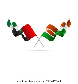 United Arab Emirates and Niger flags. Vector illustration.