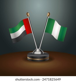 United Arab Emirates and Nigeria table flags relation with gradient backgrund