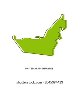 El mapa de esquema de emiratos árabes unidos con color verde. Diseño moderno de caricaturas de línea simple - Vector EPS 10