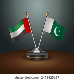 United Arab Emirates and Pakistan table flags relation with gradient backgrund