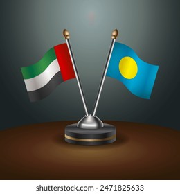 United Arab Emirates and Palau table flags relation with gradient backgrund