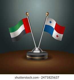 United Arab Emirates and Panama table flags relation with gradient backgrund