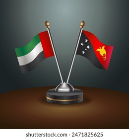 United Arab Emirates and Papua New Guinea table flags relation with gradient backgrund