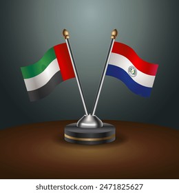 United Arab Emirates and Paraguay table flags relation with gradient backgrund