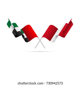 United Arab Emirates and Peru flags. Vector illustration.