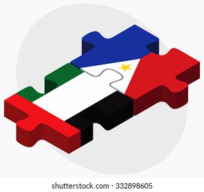 United Arab Emirates and Philippines Flags in puzzle isolated on white background