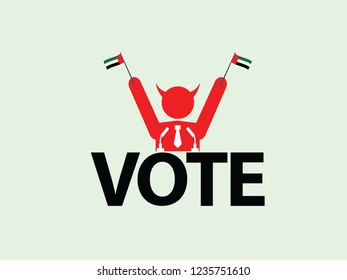 United Arab Emirates Podium Evil Politician Celebrate Speech Poll