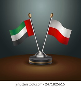 United Arab Emirates and Poland table flags relation with gradient backgrund