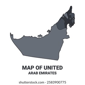 United Arab Emirates political map border of regions outline vector set