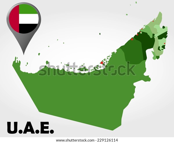 United Arab Emirates Political Map Green Stock Vector (Royalty Free ...