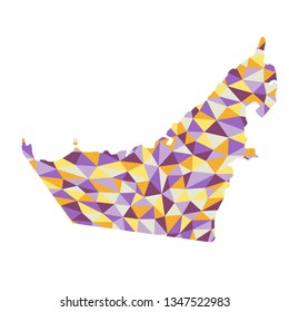 United Arab Emirates polygonal map background low poly style yellow, orange, blue, purple colors vector illustration eps
