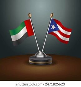 United Arab Emirates and Puerto Rico table flags relation with gradient backgrund