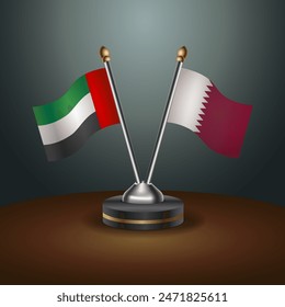 United Arab Emirates and Qatar table flags relation with gradient backgrund