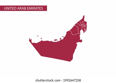 United Arab Emirates red map detailed vector.