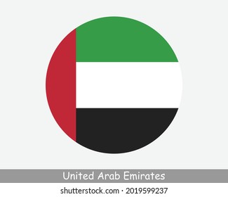 United Arab Emirates Round Circle Flag. UAE Circular Button Banner Icon. Emirati Flag EPS Vector