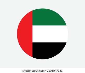 United Arab Emirates Round Country Flag. UAE Circle National Flag. Emirati Circular Shape Button Banner. EPS Vector Illustration. svg