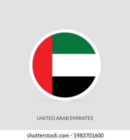 United Arab Emirates Round flag icon with shadow.