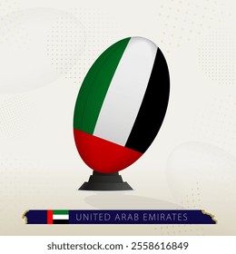 United Arab Emirates Rugby Ball on Rugby Kicking Tees with Modern Design. Illustration perfect for sports, national pride, and rugby-related projects.